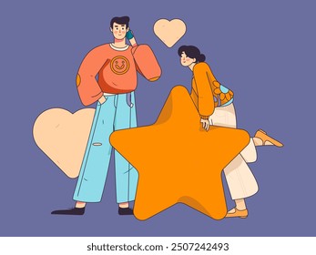 Happy Valentine's Day flat character vector concept business hand drawn illustration
