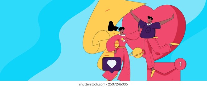 Happy Valentine's Day flat character vector concept business hand drawn illustration
