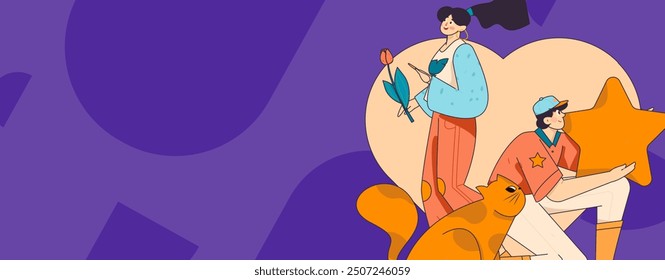 Happy Valentine's Day flat character vector concept business hand drawn illustration
