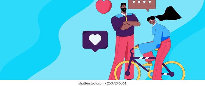 Happy Valentine's Day flat character vector concept business hand drawn illustration
