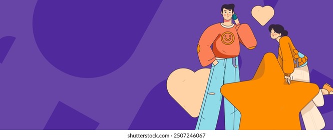 Happy Valentine's Day flat character vector concept business hand drawn illustration
