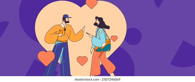 Happy Valentine's Day flat character vector concept business hand drawn illustration
