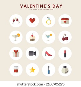 Happy Valentine's Day Flat Colored Vector