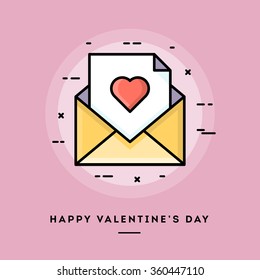 Happy Valentine's day, flat design thin line banner, usage for e-mail newsletters, web banners, headers, blog posts, print and more