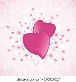 Happy Valentine's Day Floral Background in pink color