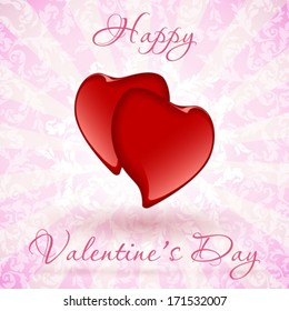 Happy Valentine's Day Floral Card with Hearts