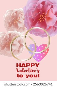 Happy Valentine's Day. Floral frame in watercolor painting style.
