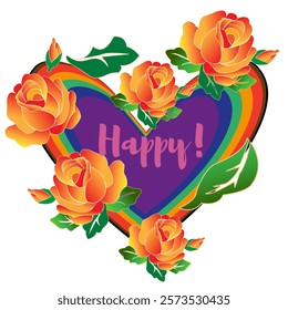 Happy Valentine's Day. Floral frame in watercolor painting style.

