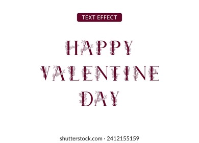 Happy valentines day floral text effect