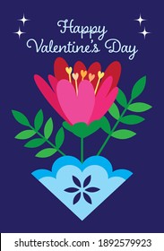 "Happy Valentine's Day"  Flower Valentine Card