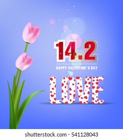 Happy valentines day flowers background