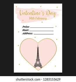 Happy Valentines Day Flyer. Vector Illustration