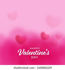 Happy Valentine's Day Font With Blurred Hearts Decorated On Pink Background.