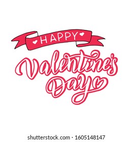 Happy Valentine's day font card. Greeting Valentine's day typography lettering. Romantic quote, love celebration text words. Postcard, banner, poster, packaging design. Vector eps 10. 