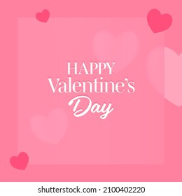 Happy Valentine's Day Font With Hearts On Pink Background.