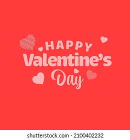 Happy Valentine's Day Font With Hearts On Orange Background.