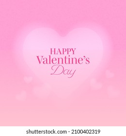 Happy Valentine's Day Font With Hearts On Glossy Pink Background.