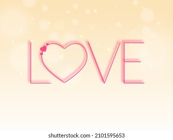 Happy Valentine's Day Font With Love Font And Heart On Pink Bokeh Background.