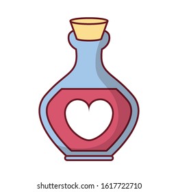 happy valentines day fragance bottle with heart vector illustration design