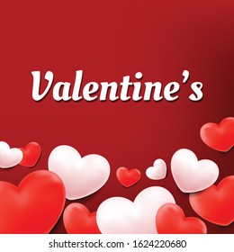Happy valentines day frame background  with sweet heart on red background,background for Love and Valentine's day concept,Vector illustration