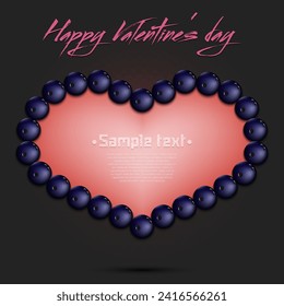 Happy Valentines Day. Frame of bowling balls laid out in the shape of the heart. Design pattern for greeting card, banner, poster, flyer, invitation party. Vector illustration on isolated background