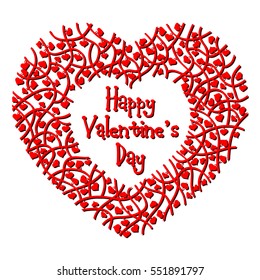 Happy Valentine's Day. Frame in the shape of a heart. Vector illustration