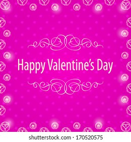 Happy Valentine's Day Frame with White Hearts over Pink Background