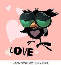 Happy Valentine's Day funny little bird love