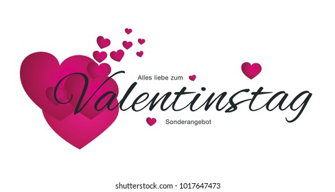 Happy Valentines Day (German language - Alles liebe zum Valentinstag) white vector