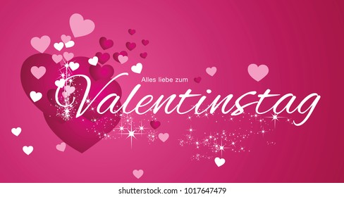 Happy Valentines Day (German language - Alles liebe zum Valentinstag) pink vector