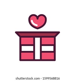 happy valentines day gift box with heart love romantic feeling icon vector illustration