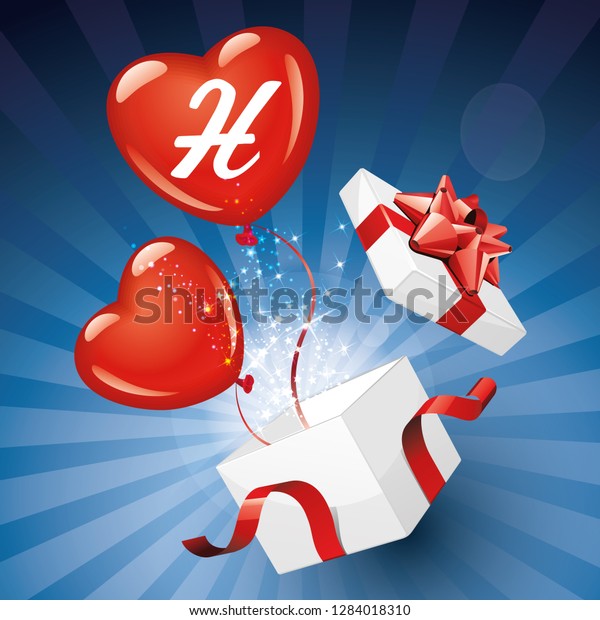 Happy Valentines Day Gift Box Alphabet Stock Vector Royalty