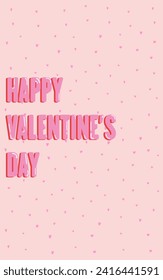 Happy Valentine's Day gift card. Happy Valentine's day text, hand lettering typography poster on pink color background. Vector illustration. Romantic quote postcard, card, invitation, banner template,