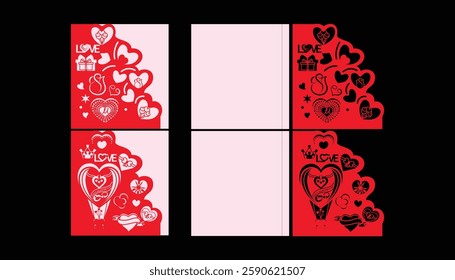 Happy Valentine's Day gift card with love shape and balloon.