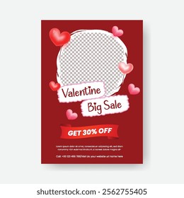 happy valentine's day Gift package sale editable a4 print flyer or poster template,  valentines day Gift price list, valentines day invitation, 3d heart and valentines illustration background design