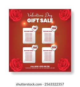 Happy Valentine's Day Gift package sale discount offer editable Social media post banner ads template, valentines day celebration party social media post and web banner ad design