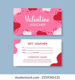 Happy Valentine's Day, gift voucher, certificate, banner, promotion template with hearts. Vector.