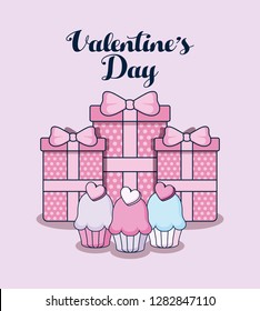 happy valentines day gifts boxes and cupcakes