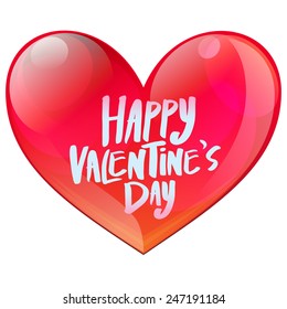 Happy Valentine's day Glossy hearts on white background