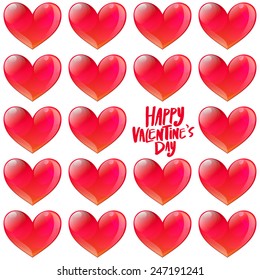 Happy Valentine's day Glossy hearts seamless pattern