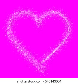 Happy Valentines Day. Glowing stream of sparkling particles. Holiday vector illustration of shiny heart path isolated. Valentines day decoration element for design