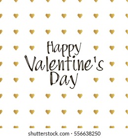 Happy Valentines Day Gold letters. Greeting card vector illustration