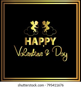 Happy Valentine's Day Gold Vector Template Design