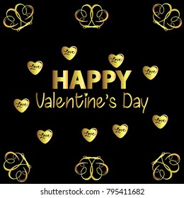 Happy Valentine's Day Gold Vector Template Design