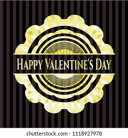 Happy Valentine's Day golden emblem or badge