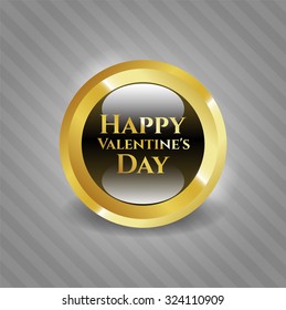 Happy Valentine's Day golden emblem or badge