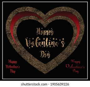 Happy Valentine's day in golden gradient grunge shape. It’s an editable vector file. 