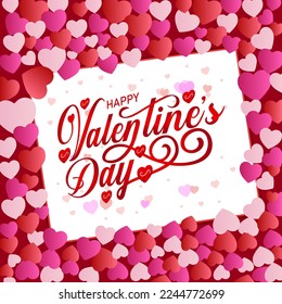 Happy Valentine's day gradient text, hand lettering typography poster cute love backgrounds. Vector illustration. Romantic quote postcard, card, invitation, banner template.