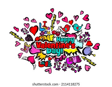 Happy Valentine's Day. Graffiti elements.
