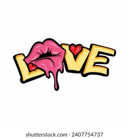 Happy Valentines Day graffiti typography art illustration